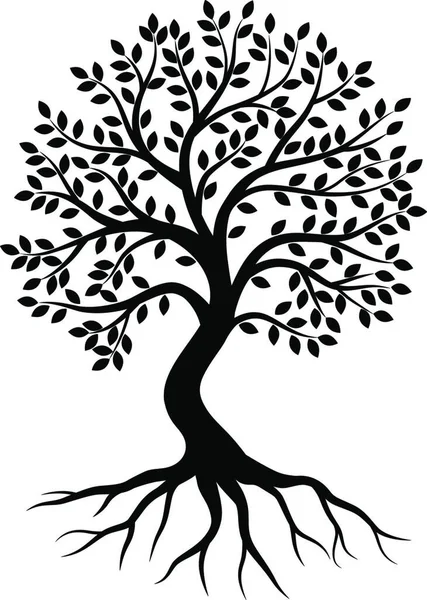 Tree Silhouette White Background — Stock Vector