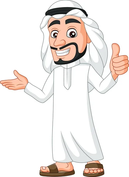 Cartoon Saudi Arab Man Giving Thumb — Stock Vector