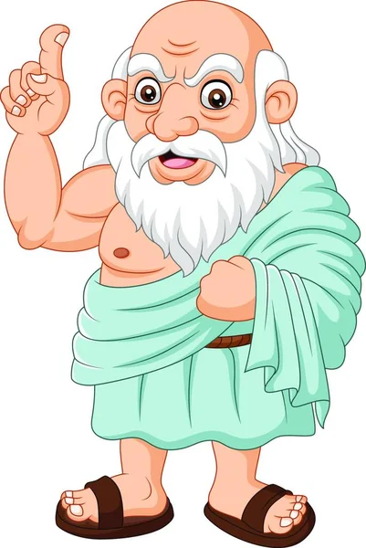 Cartoon Ancient Greek Philosopher White Background — Stock Vector