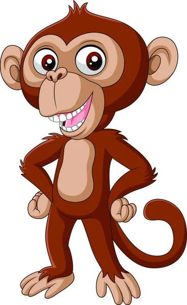 Leuke Baby Chimpansee Cartoon Poseren — Stockvector