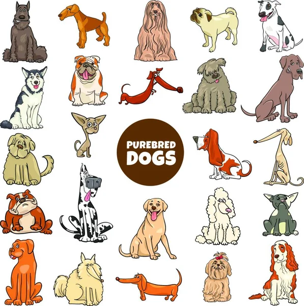 Ilustración Dibujos Animados Perros Pura Raza Cachorros Personajes Animales Compañía — Archivo Imágenes Vectoriales