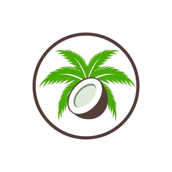 Disegno Logo Albero Cocco Prodotto Della Natura Emblema Dell Olio — Vettoriale Stock