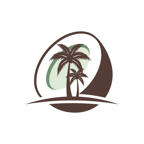 Projeto Logotipo Coqueiro Emblema Óleo Coco Produto Natureza —  Vetores de Stock