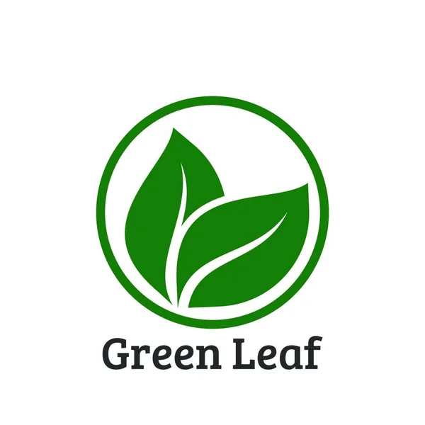 Green Power Energy Logo Design Element Leaves Icon Vector Creative — Stock Vector