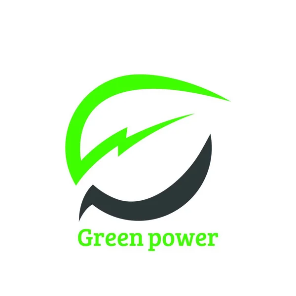 Green Power Energy Logo Design Element Lämnar Ikonen Vektor Kreativa — Stock vektor