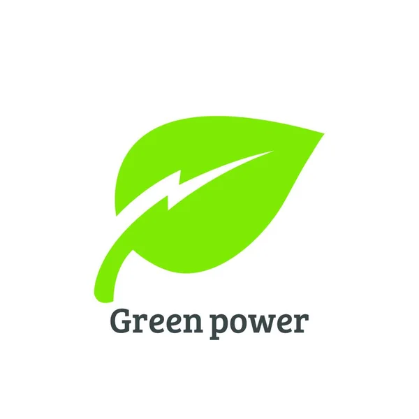 Green Power Energy Logo Design Element Lämnar Ikonen Vektor Kreativa — Stock vektor