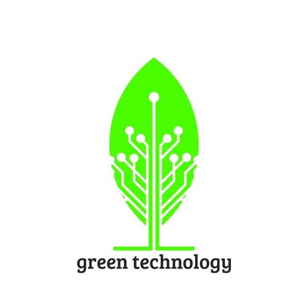Logotipo Tecnologia Natureza Folha Criativa Tecnologia Logotipo Design Folha Modelo — Vetor de Stock