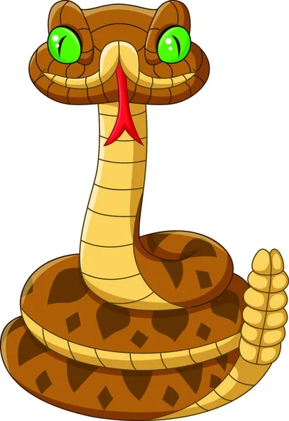 白い背景に漫画茶色のヘビ — ストックベクタ