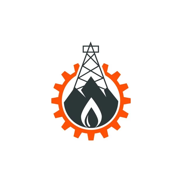 Gas Und Bohrmaschine Konstruktion Logo Designs — Stockvektor