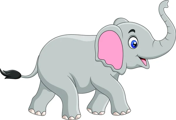 Cartoon Olifant Geïsoleerd Witte Achtergrond — Stockvector