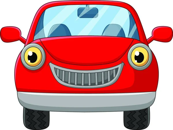 Cartoon Rode Auto Witte Achtergrond — Stockvector