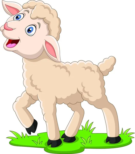 卡通快乐的小羊躺在草地上 — 图库矢量图片
