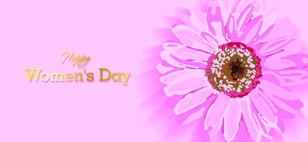 Mart Pembe Çiçek Tebrik Kartı Uluslararası Mutlu Kadınlar Günü Çiçekli — Stok Vektör