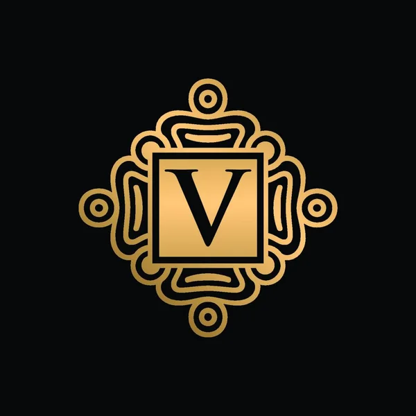 Gold Ornament Initial Letter Logo Design Luxury Ornament Monogram Logo — Stock Vector