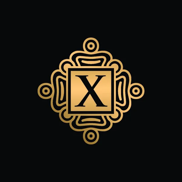 Zlatý Ozdoba Počátečním Písmenem Logo Design Luxusní Ornament Monogram Logo — Stockový vektor