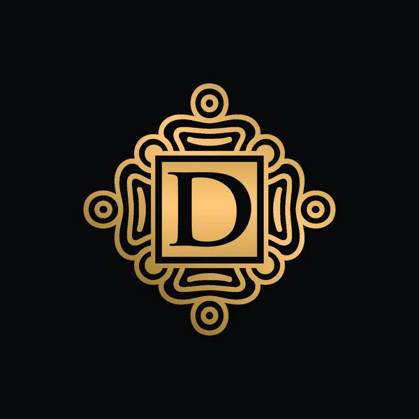 Goud Ornament Met Initial Letter Logo Design Luxe Ornament Monogram — Stockvector