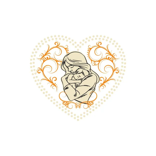 Mother Heart Shape Logo Design Vector Template Motherlove Icon — Stock Vector