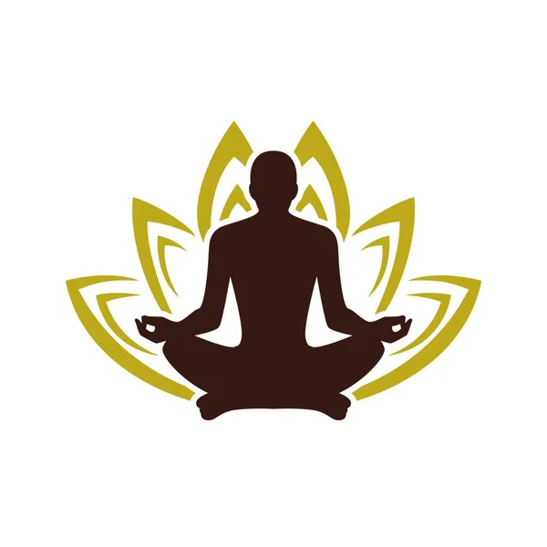 Yoga Logo Şablonu Yoga Logosu Tasarımı Lotus Çiçeği Illüstrasyonunda Insan — Stok Vektör