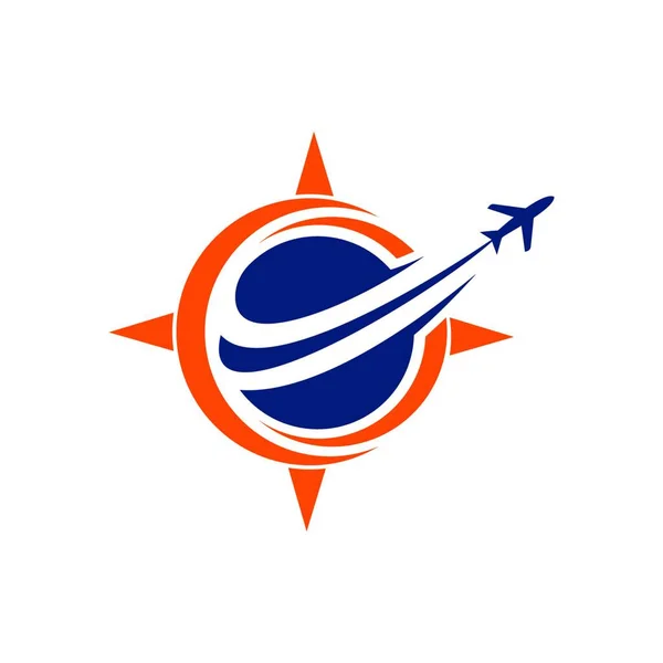 Travel Logo Design Template Agenzie Viaggio Biglietti Aerei Aerei Emblemi — Vettoriale Stock