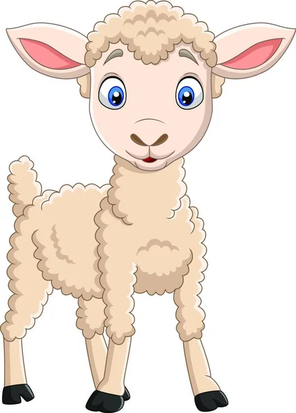 Cartoon Happy Lamb Isolated White Background — Stock Vector