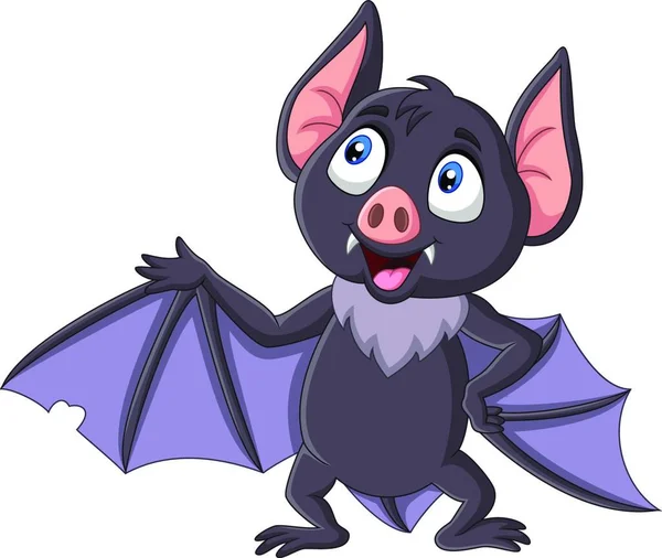 Desenhos Animados Bonito Morcego Acenando Isolado Fundo Branco — Vetor de Stock