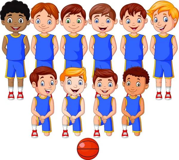 Cartoon Basketball Kids Team Uniform — Stock Vector