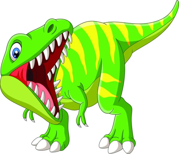 Dibujos Animados Tyrannosaurus Rex Rugiendo Sobre Fondo Blanco — Vector de stock