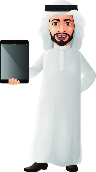 Arabský Podnikatel Držící Tablet — Stockový vektor