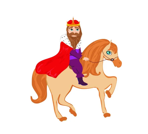 Der König Reitet Auf Einem Pferd Isolierte Vektorzeichnung — Stockvektor