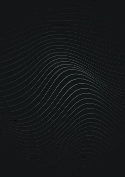 波の効果と黒の背景にシルバーライン抽象パターン あなたのデザイン ベクトルのための現代的なグラフィックイラスト — ストックベクタ