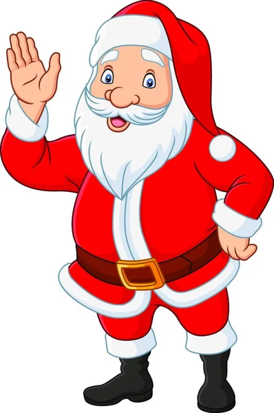 Dibujos Animados Santa Claus Saludando Mano — Vector de stock