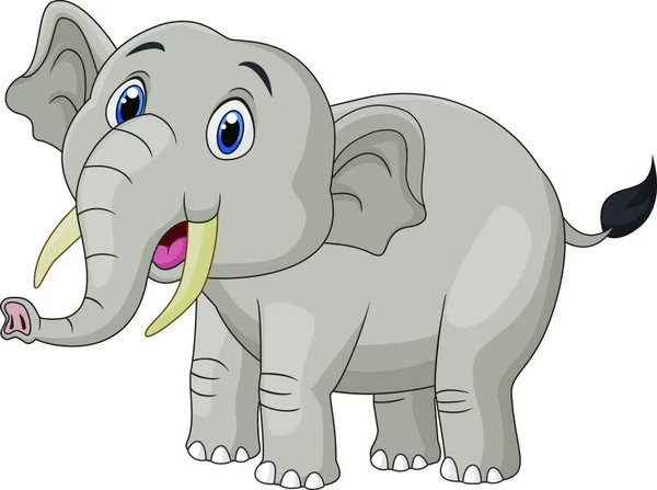 Cute Cartoon Elephant White Background — Stock Vector