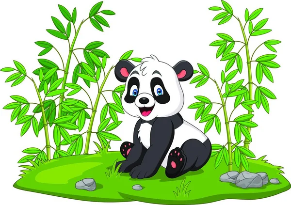 Cartoon Panda Bambusbaum — Stockvektor