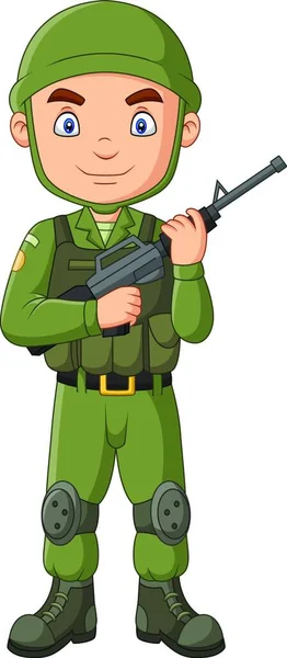 Soldado Dibujos Animados Con Una Escopeta — Vector de stock