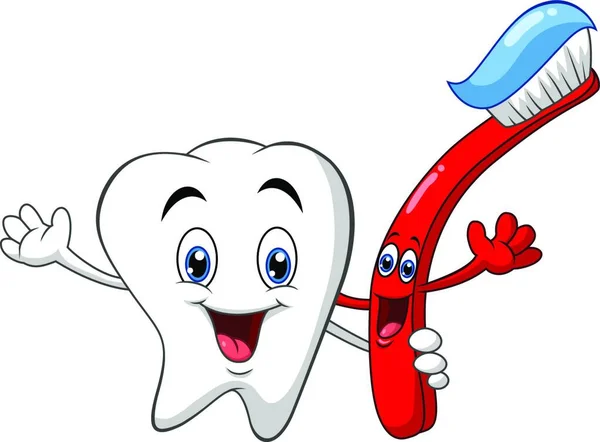 Dental Tooth Toothbrush Cartoon Character — Stock Vector