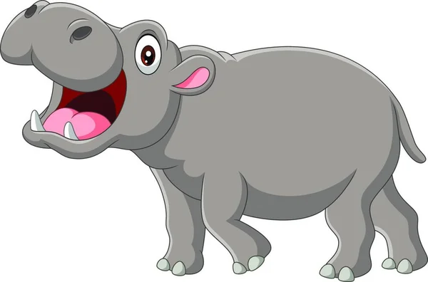 Cartoon Hippo Open Mouth — Stock Vector