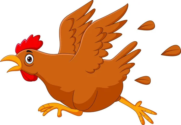 Φοβισμένο Αστείο Κοτόπουλο Κινουμένων Σχεδίων Τρέξιμο — Διανυσματικό Αρχείο