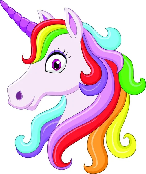 Linda Mascota Cabeza Unicornio Arco Iris — Archivo Imágenes Vectoriales