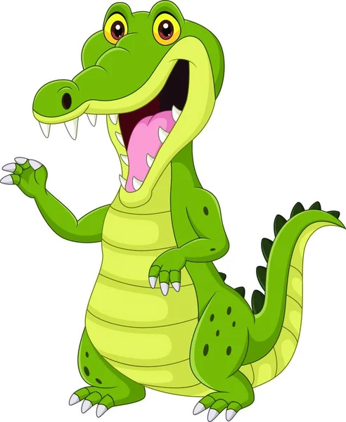 Kreslený Legrační Krokodýl Izolované Bílém Pozadí — Stockový vektor