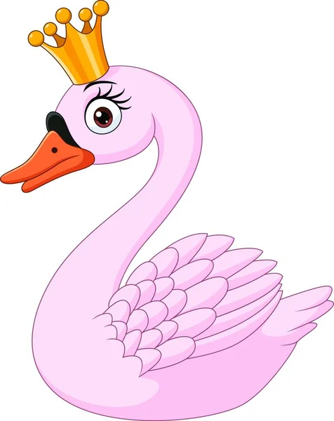 Cisne Princesa Dos Desenhos Animados Fundo Branco — Vetor de Stock