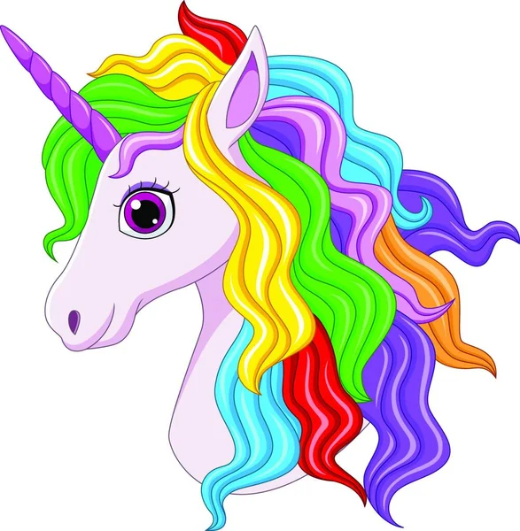 Cute Magical Unicorn Head Cartoon — Stock Vector