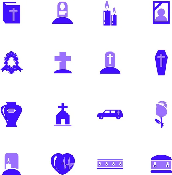 Funeral Services Set Icons — Stock Vector