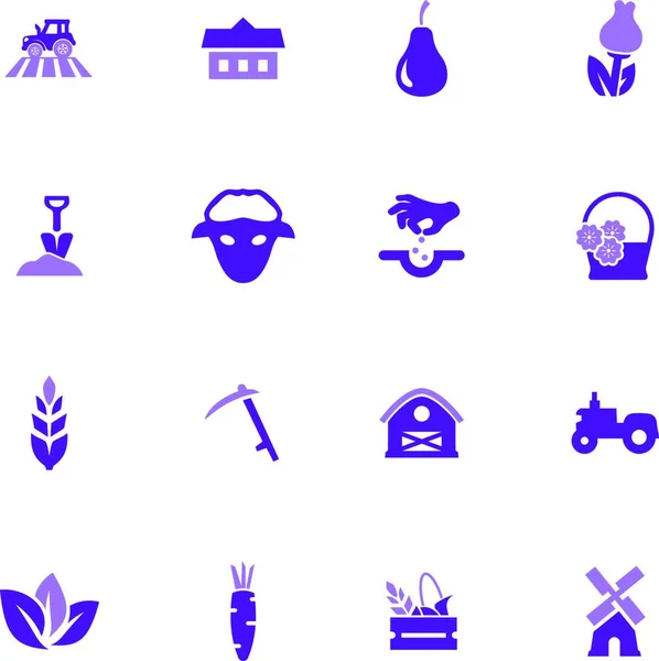 Farm Icons Set Simple Style Farming Vector Icon Web Isolated — Stock Vector