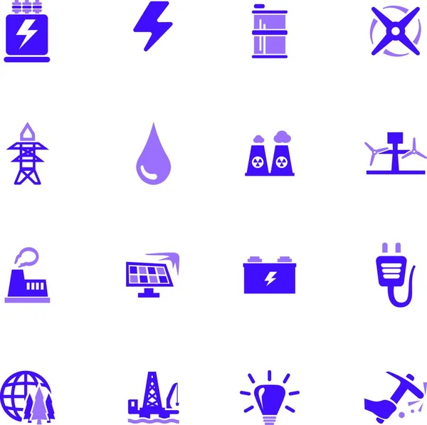 Conjunto Iconos Energía Combustible Ilustración Vectorial — Vector de stock