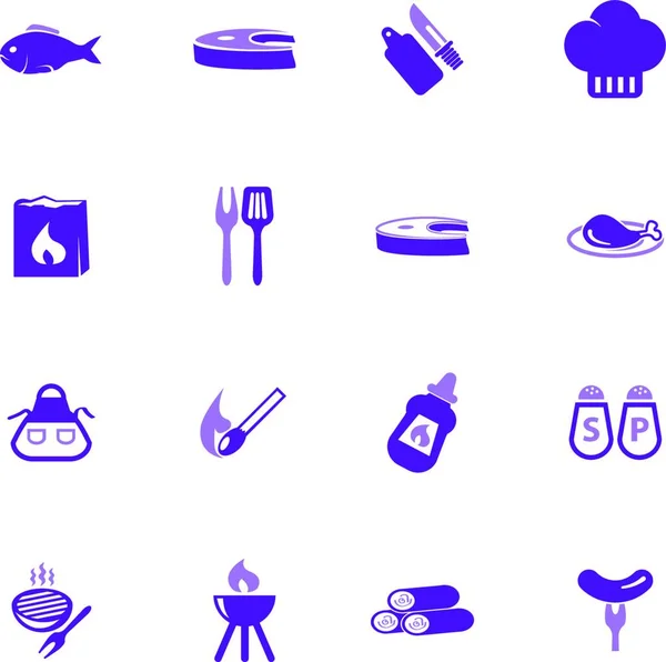 Utensílios Cozinha Conjunto Ícones Para Sites Interface Usuário — Vetor de Stock