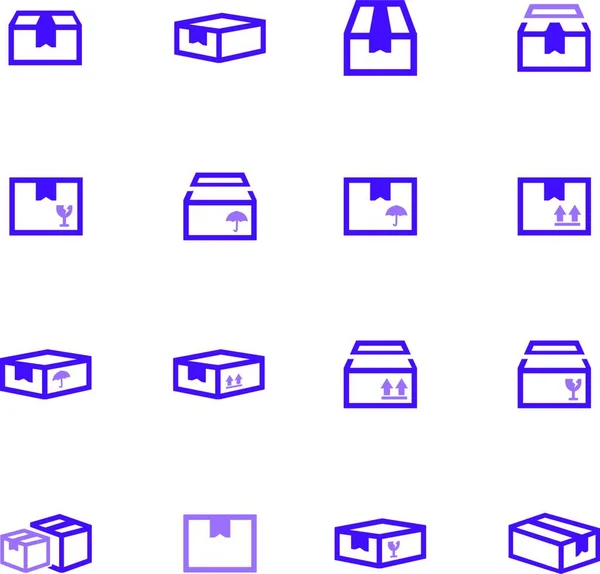 Conjunto Iconos Cajas Ilustración Vectores — Vector de stock