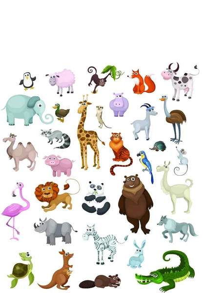 Animales Dibujos Animados Ilustración Animales Lindos — Vector de stock