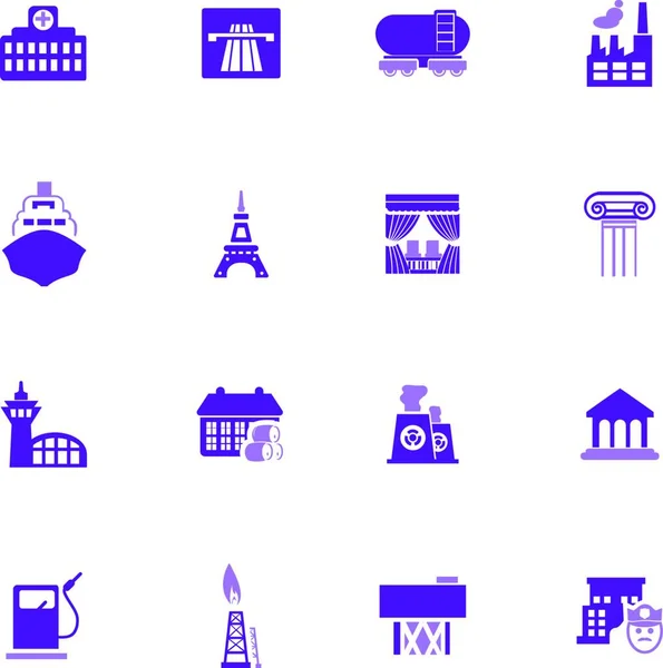 Ölraffinerie Symbole Gesetzt Einfache Abbildung Von Reisevektorsymbolen Für Das Web — Stockvektor