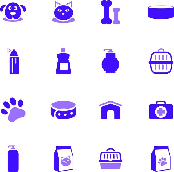 Набір Іконок Тварин Простий Стиль Собак Векторні Символи Інтернету Ізольовані — стоковий вектор