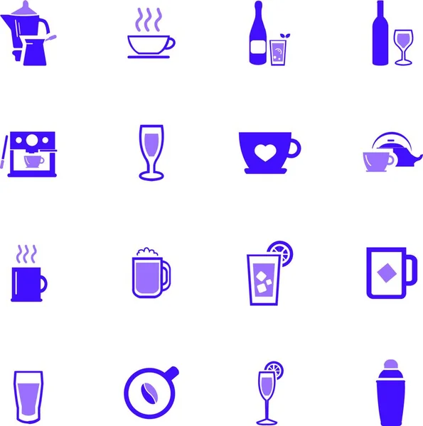 Koffie Icoon Set Eenvoudige Stijl Van Drink Vector Iconen Voor — Stockvector